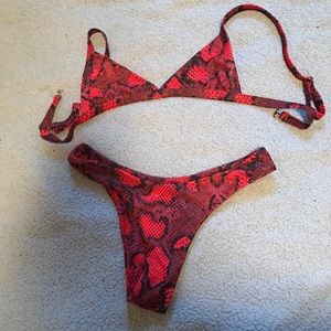 Red Snakeskin Bikini